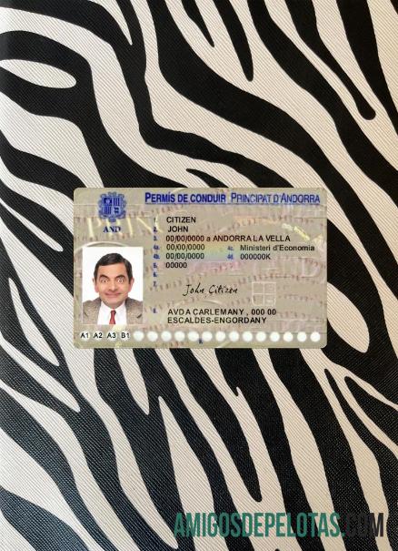 Carta de Condução de Andorra Photolook Frente exemplo real